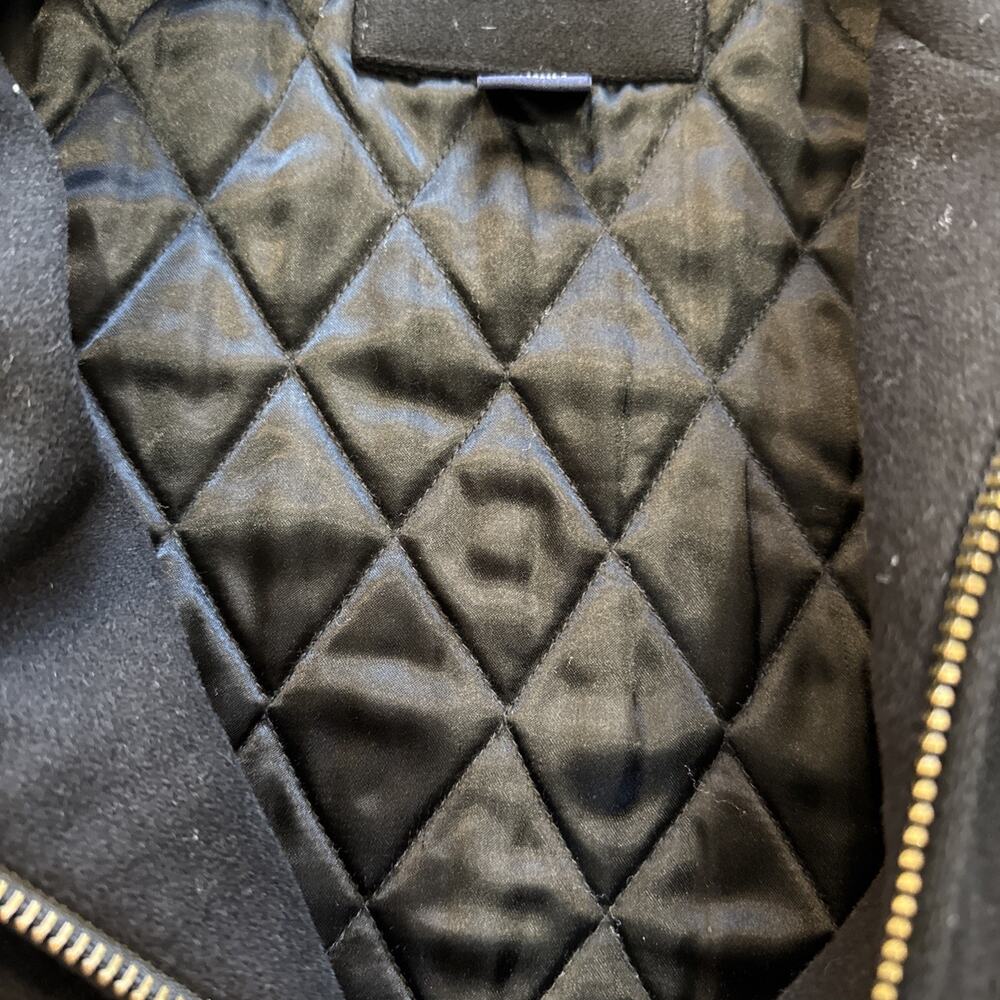 VTG Y2K Gap Wool Bomber Jacket Men XL Black Quilt Lined Full Zip Outdoor - Picture 3 of 9